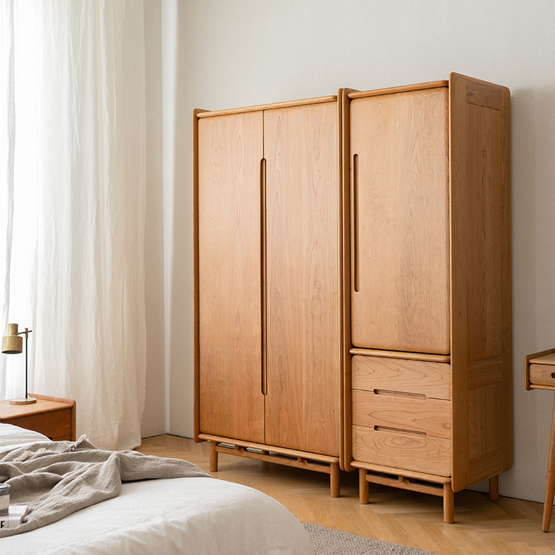 山隐造物南风衣柜北欧全实木卧室侘寂风原木柜子纯黑胡桃樱桃家具