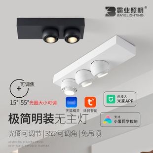 射灯涂鸦智能方形无主灯照明客厅背景墙调焦调色吸顶天花筒灯 明装