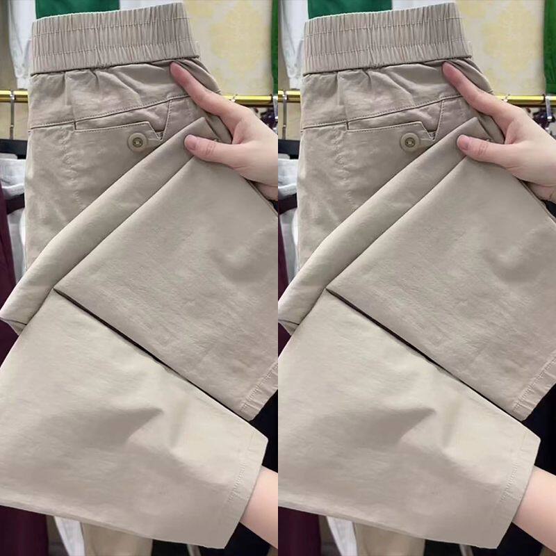 新款纯棉高腰九分哈伦小脚裤水洗棉麻2025夏季百搭薄款洋气休闲裤