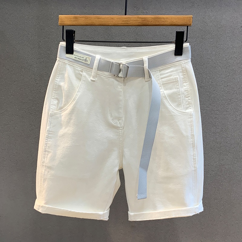 弹性白色牛仔短裤男宽松直筒夏季薄款五分裤潮流百搭气质5分中裤