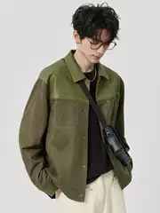 High-End Splicing Design Jacket Men's Motorcycle Jacket Spring and Autumn New Korean Style Casual Imitation Suede Top