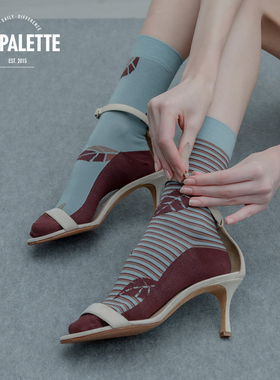 韩国进口正品现货2ndPALETTE轻奢网红混搭不对称鸳鸯AB款棉中筒袜