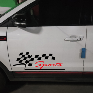 贴纸 运动格子改装 汽车车门引擎盖灯眉赛车文化贴纸 个性 卓鹿