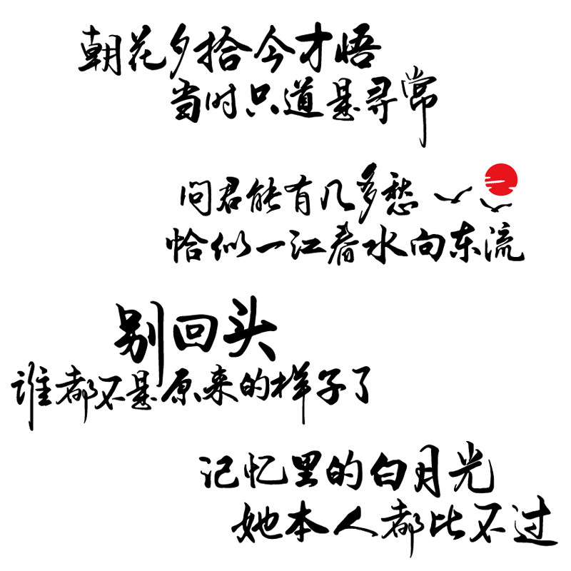 卓鹿 别回头车贴 朝花夕拾今才悟 问君能有几多愁 个性文字贴纸图片