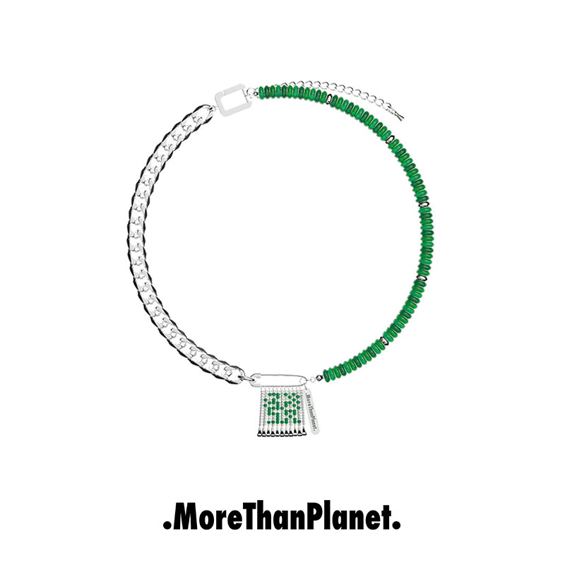 MoreThanPlanet 明星同款 原创串珠手工发财麻将玛瑙绿锁骨链项链