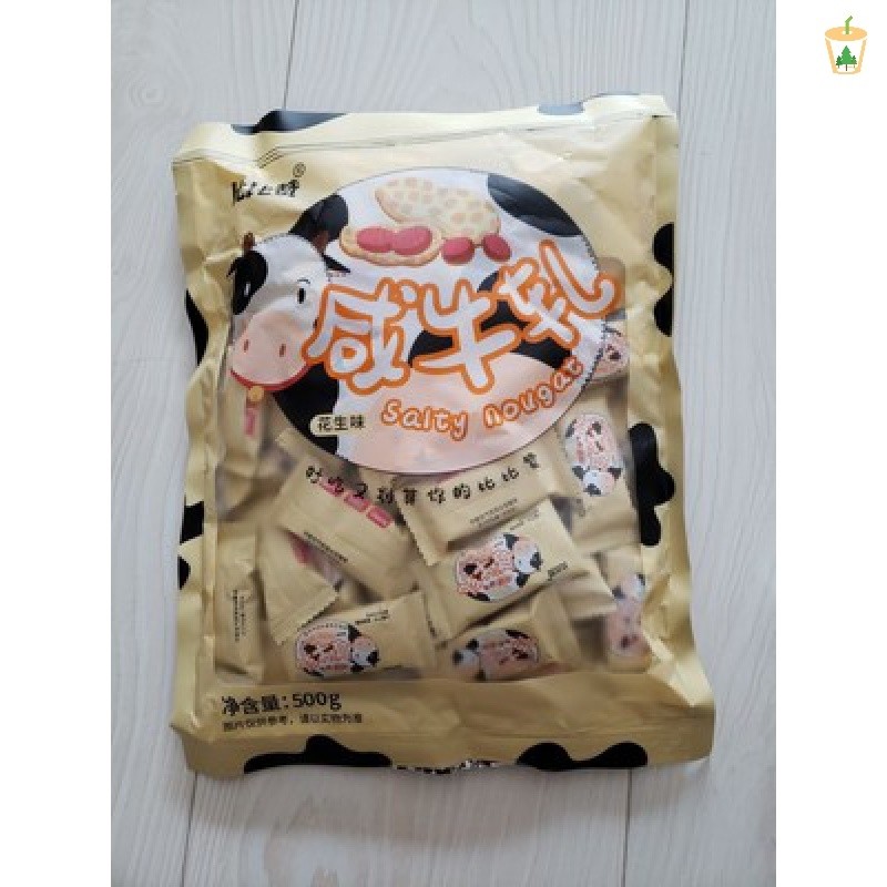 促销比比赞花生咸牛轧糖500g*2袋老式牛扎糖喜糖奶糖手工怀旧糖果