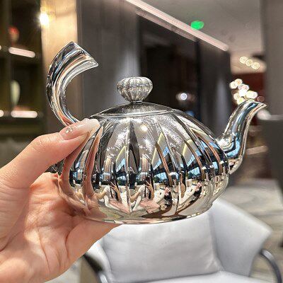 欧式304不锈钢创意轻奢甜品摆件储物罐茶壶糖果罐下午茶具咖啡壶