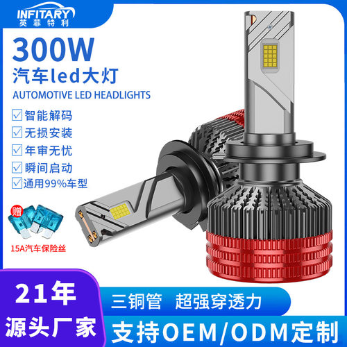 三铜管led车灯汽车灯泡h7h4led大灯远近一体h11大功率汽车led大灯