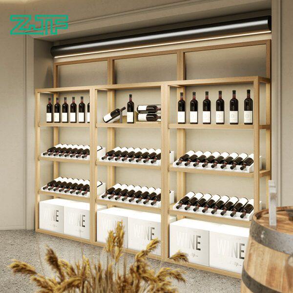 众匠坊红酒专用实木展示架货架商用葡萄酒店铺靠墙多层陈列架订制