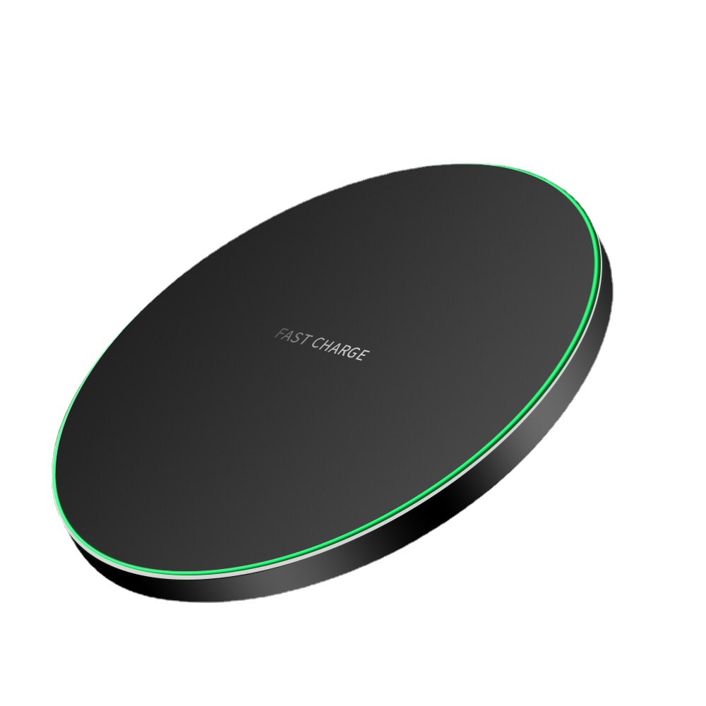 金属底壳10W快充无线充电园底座2021新款镜面布纹手机USB无线快充