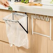可折叠垃圾架厨房橱柜门挂式 塑料袋挂钩壁挂铁艺垃圾袋支架