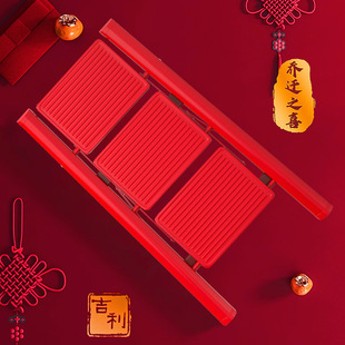 厂家批发多功能高档红色三步梯子喜庆阻滑轻巧置物家用折叠人字梯