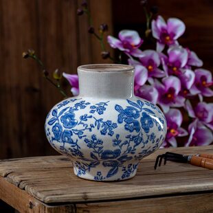 孤品陶瓷花瓶摆件客厅插花新中式复古装饰品干花创意石榴柿子创意