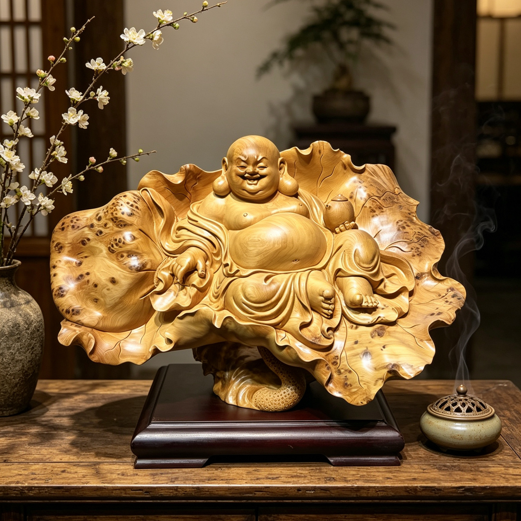 金丝楠木崖柏沉香禅意境观音弥勒佛像根雕刻摆件乔迁新居领导送礼