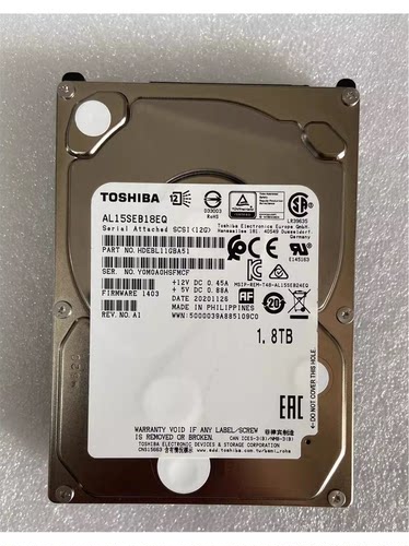 DELL 东芝 AL15SEB18EQ 1.8T 10K SAS 2.5寸 00WRRF 0WRRF 硬盘