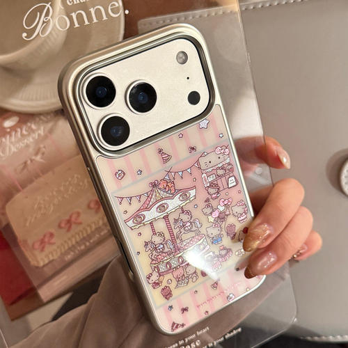 鎏金游园猫适用iPhone18promax苹果17手机壳15可爱14套13女16壳12华为p90一加11荣耀600小米17OPPOvivos60k90