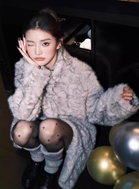 小火山努努月影少女立领染尖环保皮草外套女冬保暖毛毛大衣百搭