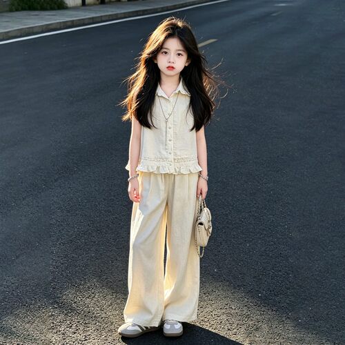 女童韩系夏装短袖套装2026夏季新款小女孩洋气舒适裤子穿搭两件套