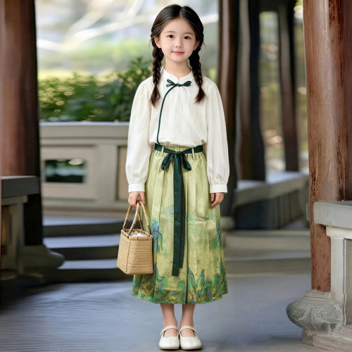 女童古风国学服雪纺马面裙套装2026新款中大童中国风仙气古装汉服