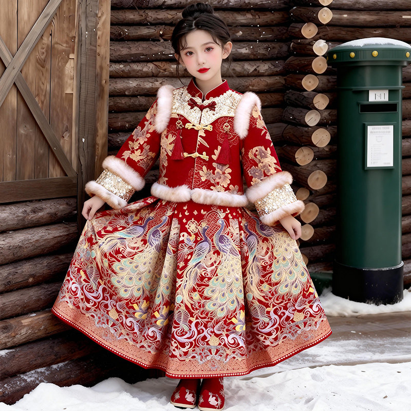女童汉服新中式马面裙套装冬装2026新款洋气儿童装新年国风拜年服,童装/婴儿装/亲子装,汉服,淘宝优惠券,粉丝福利购,淘宝优惠卷