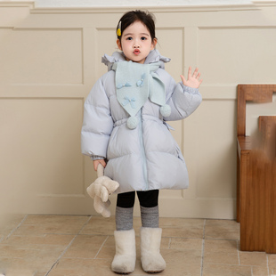 女童高充绒量羽绒服90白鸭绒冬装女宝宝加厚外套2025新款保暖风衣