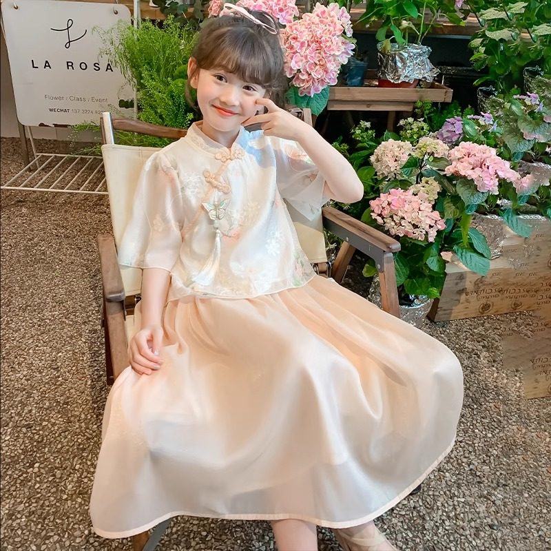女童汉服连衣裙夏装新款女孩夏季亲肤长裙两件套儿童中式国风裙子
