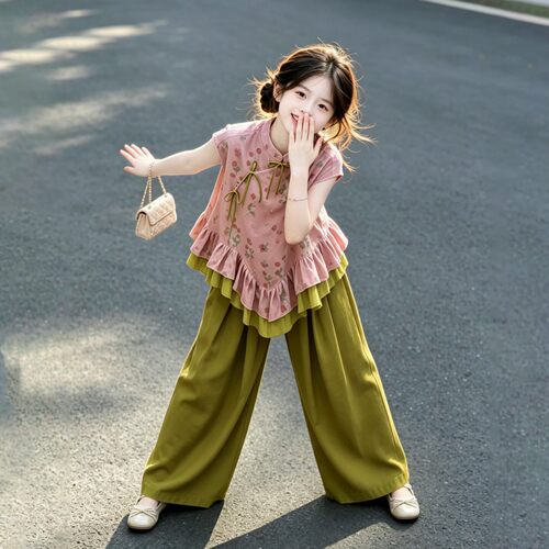 女童新中式国风洋气套装2026夏季新款儿童衣服初夏汉服裤子两件套