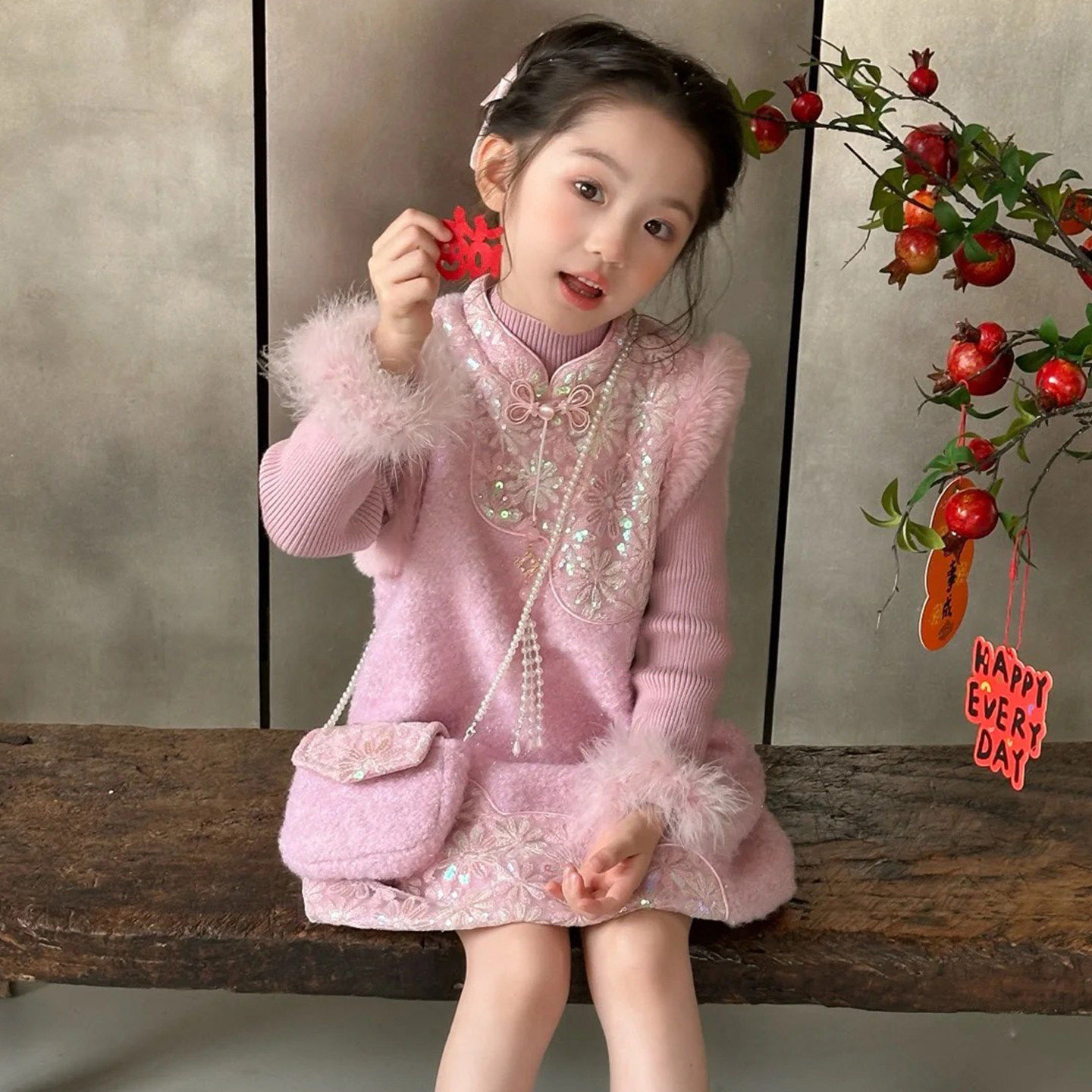 女童汉服国风连衣裙套装冬季2026新款宝宝中式裙子儿童加绒拜年服,童装/婴儿装/亲子装,汉服,淘宝优惠券,粉丝福利购,淘宝优惠卷