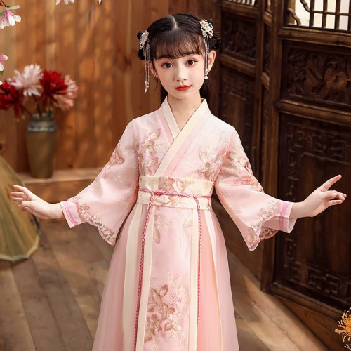 女童中国风交领古风汉服2026新款春秋儿童唐装超仙小女孩长袖古装