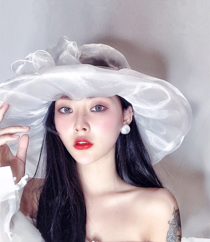 法式复古优雅风拍照凹造型遮阳帽
