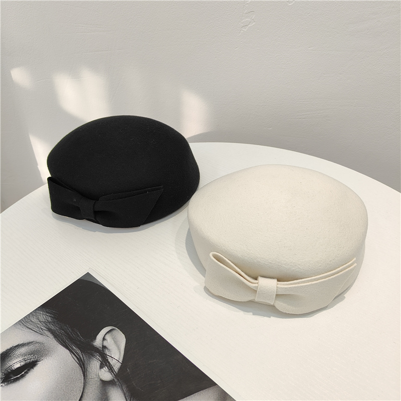 法式名媛千金小姐羊毛呢贝壳帽子