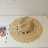 ins时尚 博主度假风爵士麦秆帽子男女春夏大檐沙滩防晒遮阳帽草帽