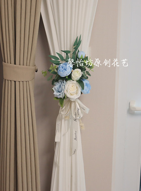 纱窗帘夹子玫瑰花仿真花婚庆用品