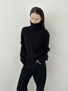 DAY工作日 WORK 博主风黑色高领毛衣女秋冬百搭宽松慵懒外穿上衣