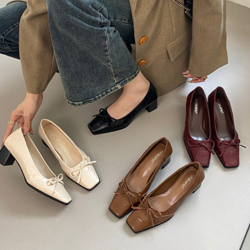 2026年春季新款温柔蝴蝶结通勤晚晚鞋法式方头玛丽珍粗跟单鞋女,女鞋,时装靴,淘宝优惠券,粉丝福利购,淘宝优惠卷