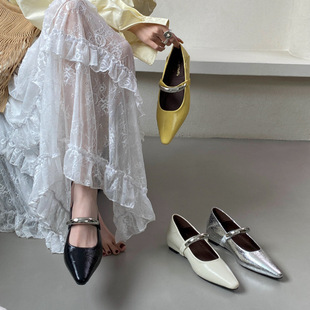 2026年春季新款奶奶鞋百搭通勤低跟单鞋内增高法式玛丽珍鞋女尖头