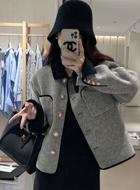 灰色小香风名媛千金感穿搭短外套女2025春秋季新款百搭气质上衣女