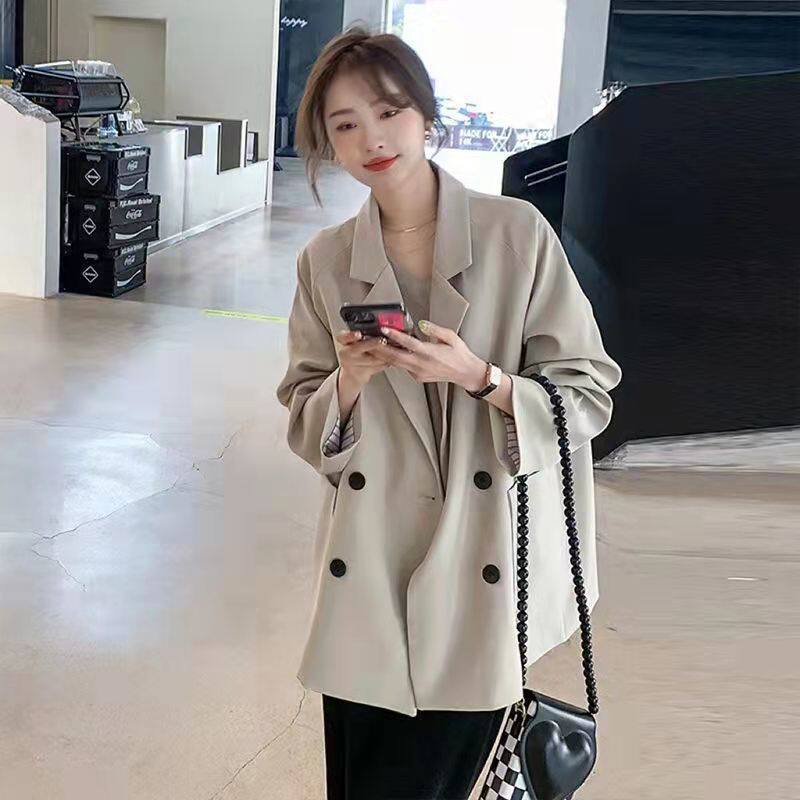 复古大码宽松休闲小个子西装外套女春秋新款韩版气质黑色薄款西服