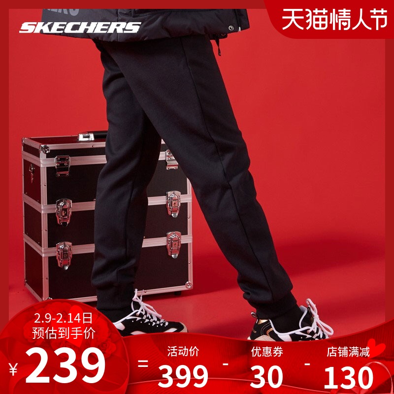 Skechers斯凯奇2022年春新年系列运动休闲舒适针织长裤休闲裤男裤