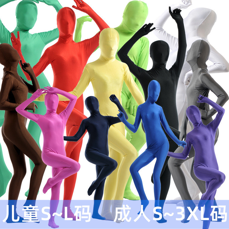 女士莱卡包头手脚zentai连体裤演出服成人大码全包弹力紧身连体衣