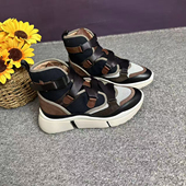36码 蘑菇英国代 深棕色拼色高帮运动休闲鞋