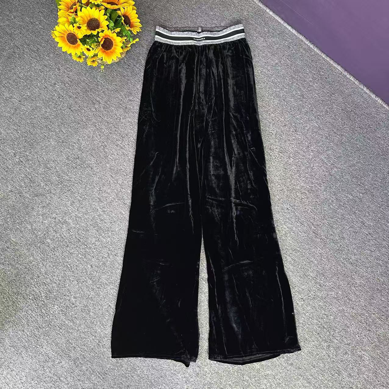 蘑菇英国代 Tyzhura 经典logo腰带丝绒休闲裤