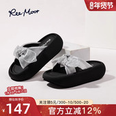 女时尚 REEMOOR睿慕2026春夏新款 蝴蝶结一字拖鞋 百搭潮流外穿凉拖