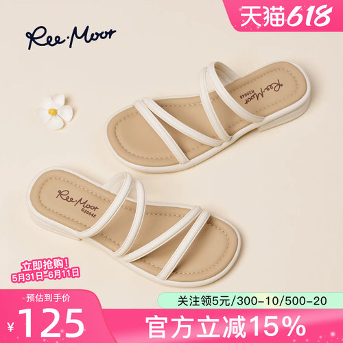 reemoor睿慕法式一字带凉鞋女夏