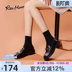 皮鞋 亮皮一脚蹬jk鞋 睿慕 女春秋浅口乐福鞋 reemoor牛皮软底单鞋