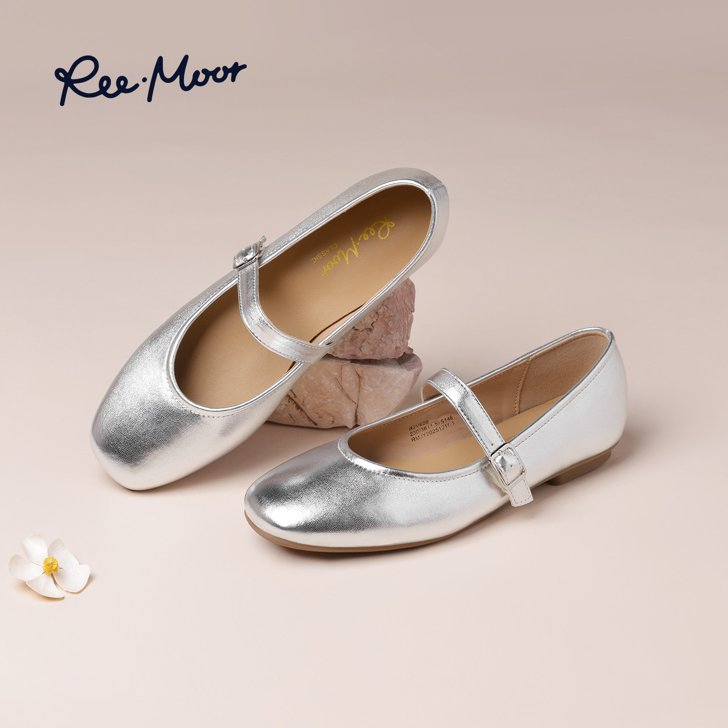 reemoor睿慕一字带银色玛丽珍鞋女浅口平底单鞋春夏新款百搭女鞋,女鞋,玛丽珍鞋,淘宝优惠券,粉丝福利购,淘宝优惠卷
