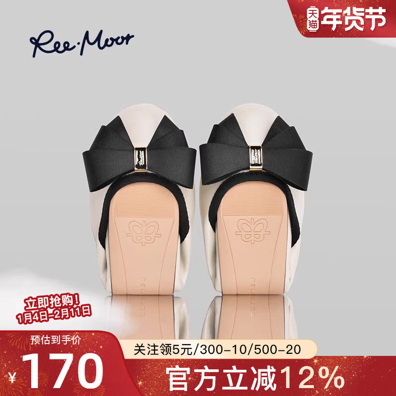 reemoor经典蝴蝶结浅口平底蛋卷单鞋2025年新款睿慕