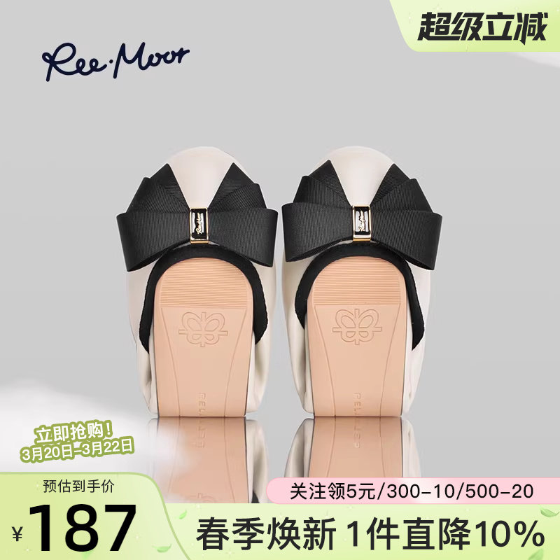 reemoor经典蝴蝶结浅口平底蛋卷单鞋2026年新款睿慕