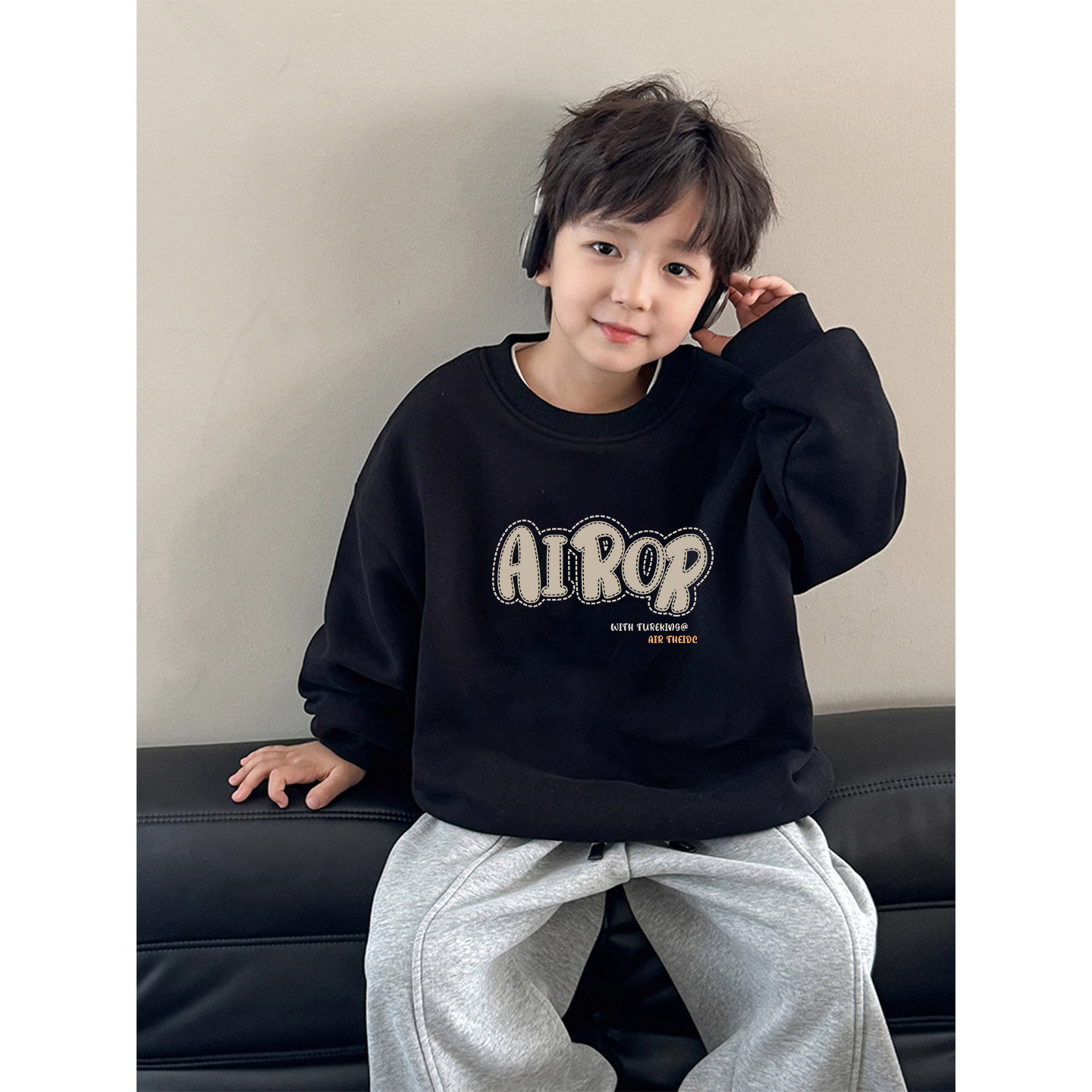 韩式休闲风男童圆领字母印花卫衣秋冬加厚宽松420g儿童上衣一体绒,童装/婴儿装/亲子装,卫衣/绒衫,淘宝优惠券,粉丝福利购,淘宝优惠卷