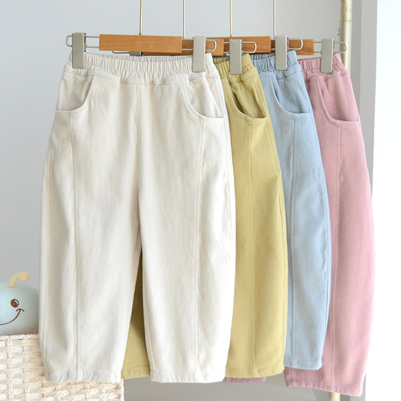 儿童棉布长裤 春秋加厚纯棉裤子男女童香蕉裤 软牛仔布休闲长裤子